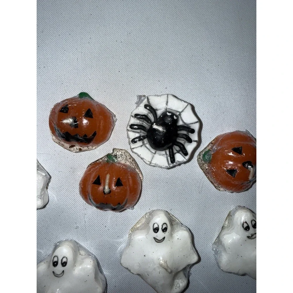 Vintage  Halloween Floating Candles Set‎ of 16  Pumpkin Ghost Spiders